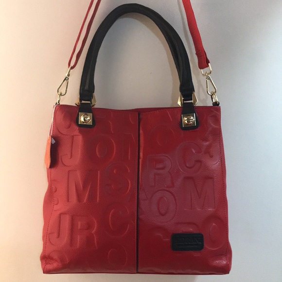 Genuine Leather Letter Print Embossed Handbag NWOT - Picture 7 of 8